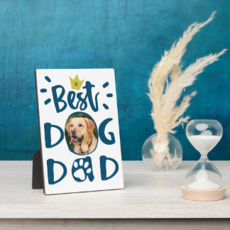Best Dog Dad Pet Photo Paw Print Custom color Text Plaque