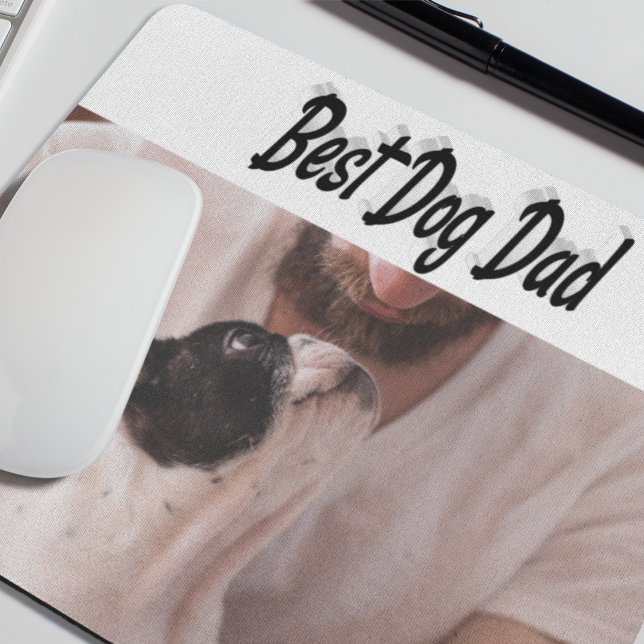 Best Dog Dad Photo Black  text  Mouse Mat (Creator Uploaded)
