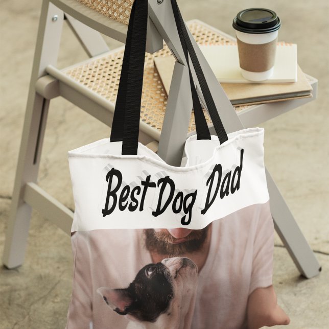 Best Dog Dad Photo Black  text   Tote Bag (Creator Uploaded)