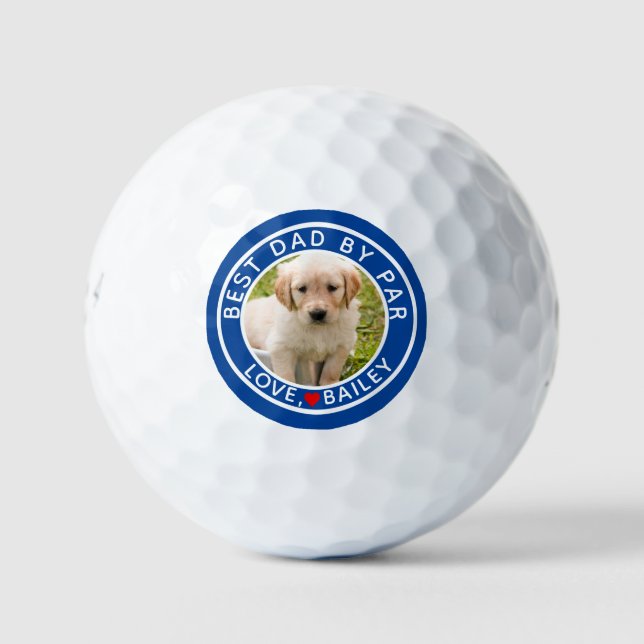 Best Dog Dad Photo By Par Name Golf Balls (Front)