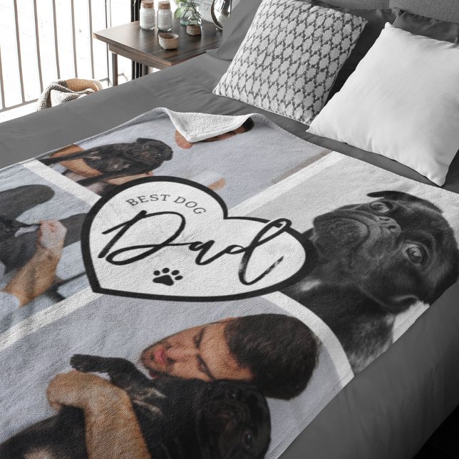 Best Dog Dad | Photo Collage Fleece Blanket (Creator Uploaded)