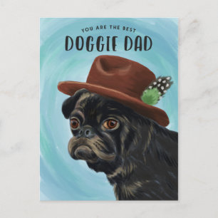 Best Dog Dad Pug Puppy Father's Day Postcard