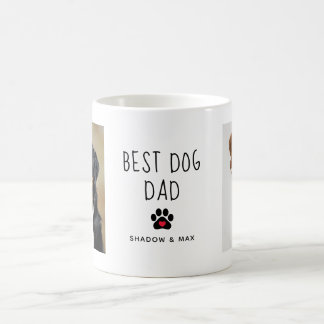 Best Dog Dad | Two Photo Handwritten Text Coffee Mug