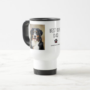Best Dog Dad   Two Photo Handwritten Text Coffee Travel Mug