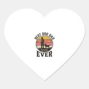 Best Dog Dad Vintage Sunset Vector Design_1 Heart Sticker