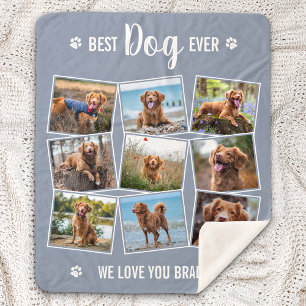 Best Dog Ever Custom Grey Photo Collage Sherpa Blanket