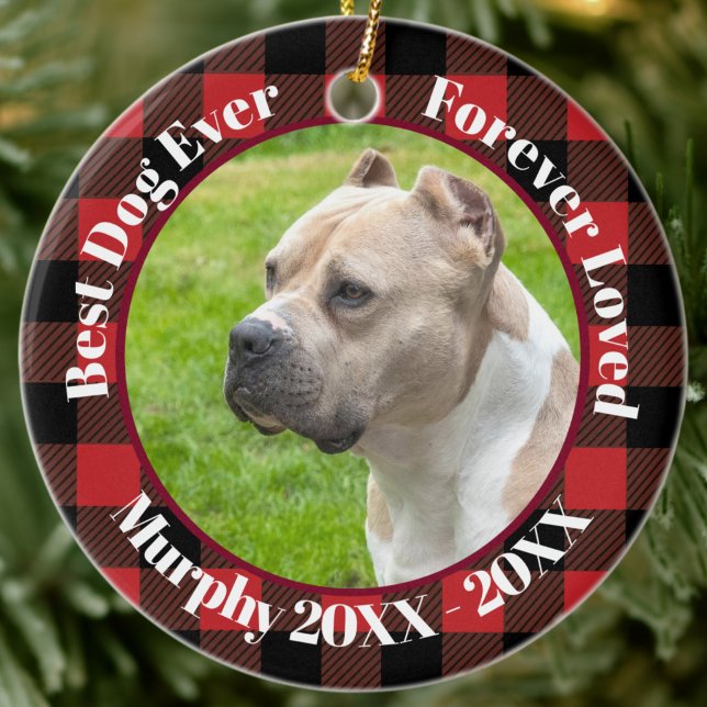 Best Dog Ever Custom Name Christmas Pet Gift  Ceramic Tree Decoration (Creator Uploaded)