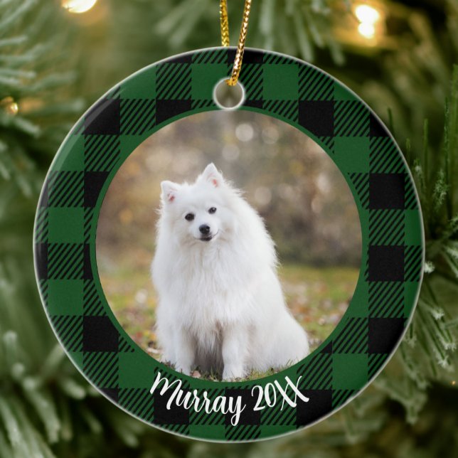 Best Dog Ever Custom Name Green Christmas  Ceramic Tree Decoration (Creator Uploaded)