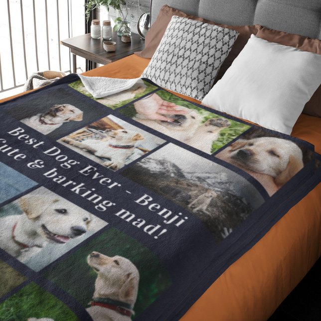 Best Dog Ever Custom Photo Collage Fleece Blanket (Creator Uploaded)