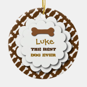 Best Dog Ever Cute Dog Bones Custom Photo D6 BROWN Ceramic Tree Decoration
