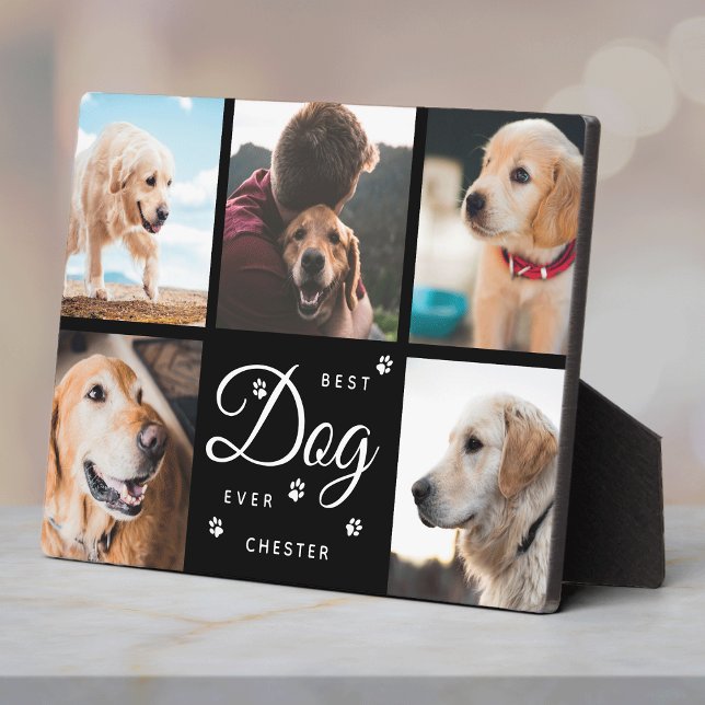 Best Dog Ever Memorial Paws Modern Photo Collage Plaque (Creator Uploaded)