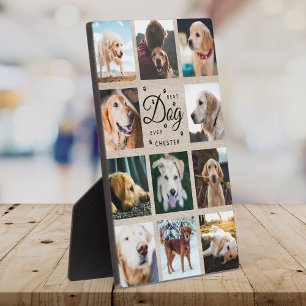 Best Dog Ever Memorial Rustic Photo Collage Paw Plaque