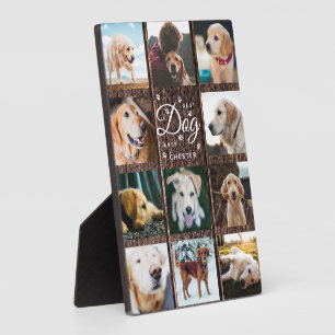 Best Dog Ever Memorial Rustic Photo Collage Wood Plaque