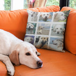 Best Dog Ever Modern Photo Collage Cushion<br><div class="desc">Everyone thinks they have the Best Dog Ever! How cool is this modern photo collage pillow,  featuring 9 square pictures of your pooch on the front with a cute pawprint,  their name and text 'BEST DOG EVER' on the reverse. Background can be changed to any colour.</div>