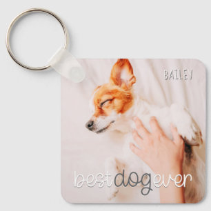 Best Dog Ever Modern Playful Simple Chic Pet Photo Key Ring