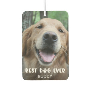 BEST DOG EVER Paw Print Photo Personalised Car Air Freshener