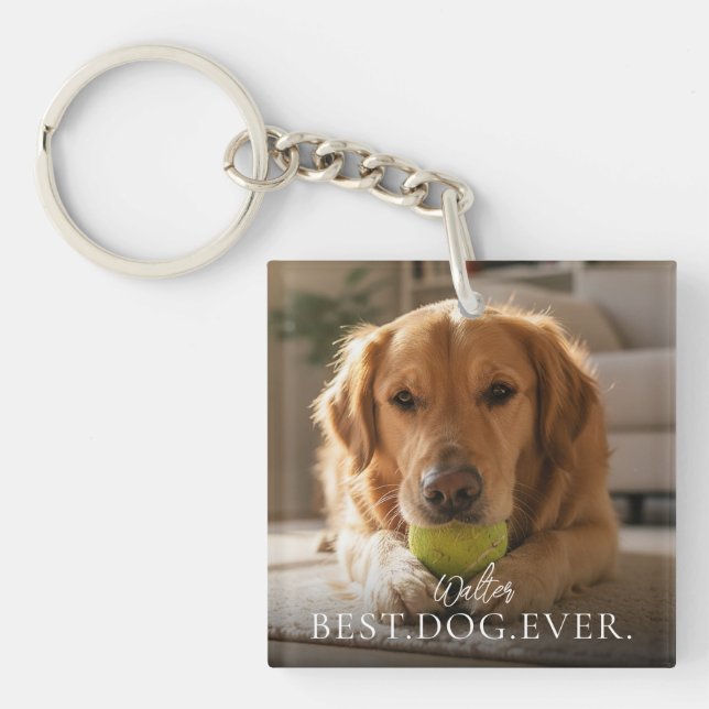 Best Dog Ever Pet Photo Keepsake Key Ring (Front)