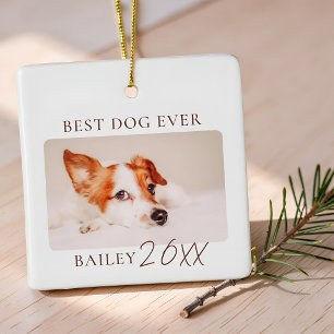Best Dog Ever Photo Modern Minimalist Pet Keepsake Ceramic Ornament
