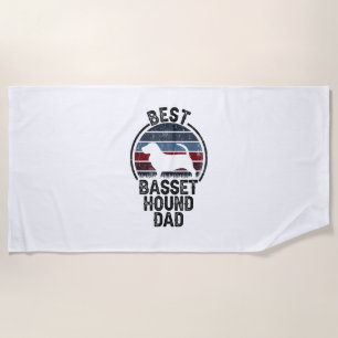 Best Dog Father Dad - Vintage Basset Hound Beach Towel
