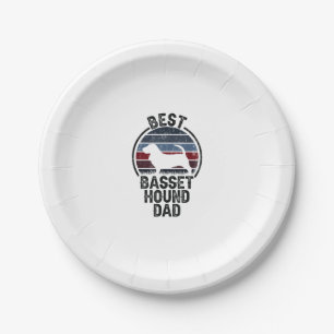 Best Dog Father Dad - Vintage Basset Hound Paper Plate