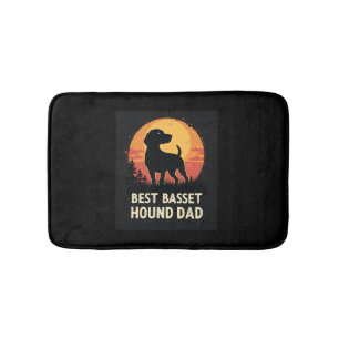 Best Dog Father Dad - Vintage Basset Hound T-Shirt Bath Mat