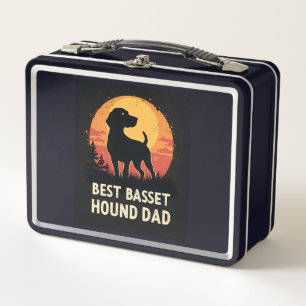 Best Dog Father Dad - Vintage Basset Hound T-Shirt Metal Lunch Box