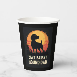 Best Dog Father Dad - Vintage Basset Hound T-Shirt Paper Cups