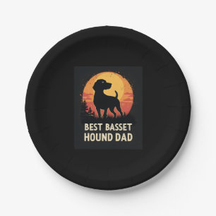 Best Dog Father Dad - Vintage Basset Hound T-Shirt Paper Plate