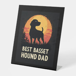 Best Dog Father Dad - Vintage Basset Hound T-Shirt Pedestal Sign