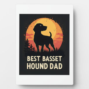 Best Dog Father Dad - Vintage Basset Hound T-Shirt Plaque