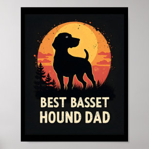 Best Dog Father Dad - Vintage Basset Hound T-Shirt Poster