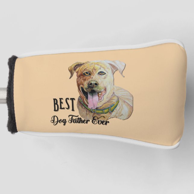 Best Dog Father Ever Pit Bull Brindle  Golf Head Cover (Front)