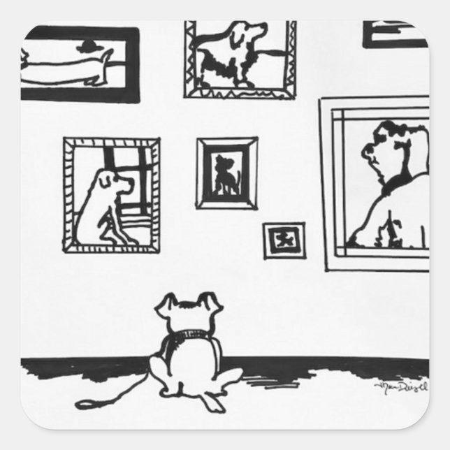 Best Dog Line Drawing by Willowcatdesigns  Square Sticker (Front)