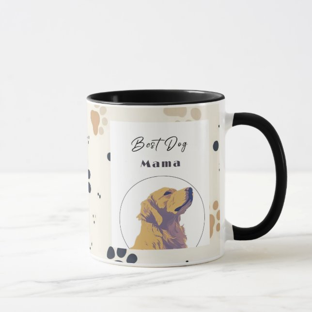 Best Dog Mama Mug – Cute Yellow Dog Illustration | (Right)