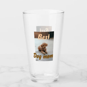 Best dog mom brown puddle pet dog cat mothers day  glass