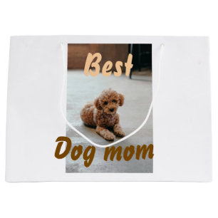 Best dog mom brown puddle pet dog cat mothers day large gift bag