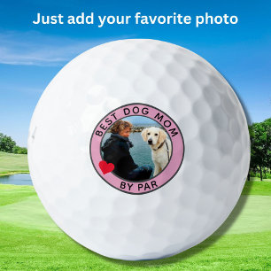 BEST DOG MOM BY PAR Photo Heart Golf Balls