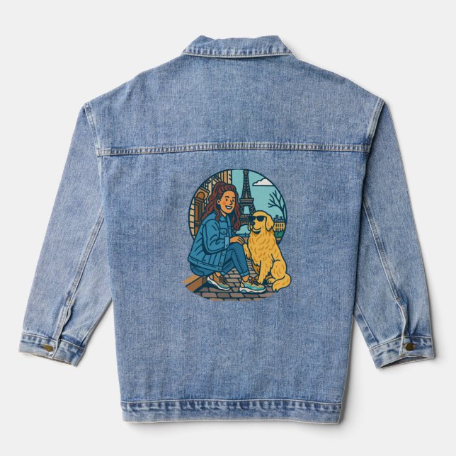 Best Dog Mom Ever in Paris Denim Jacket (Back)