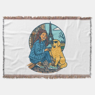 Best Dog Mom Ever in Paris Throw Blanket