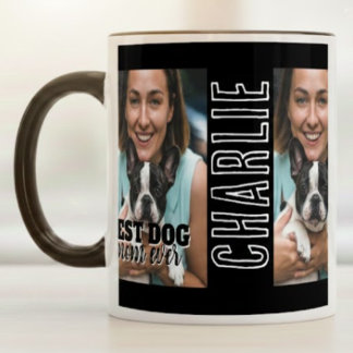 Best Dog Mom Ever Modern Custom Photo and Dog Name Mug