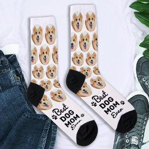 Best DOG MOM Ever Personalised Cute Pet Photo Socks