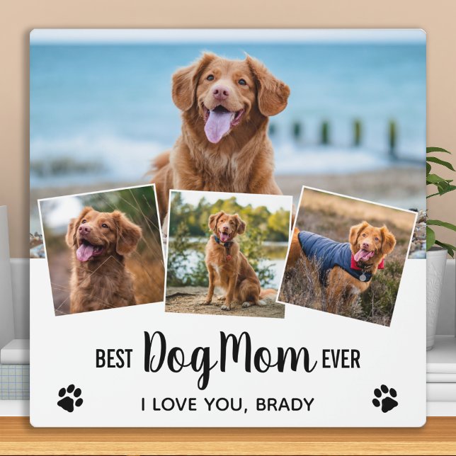 Best DOG MOM Ever Trendy Photo Collage Plaque (Creator Uploaded)
