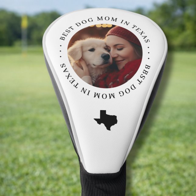 Best Dog Mom in Texas Personalized Photo Golf Head Cover (Add your favourite photo to personalize)