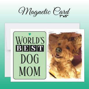 Best dog mom or dad photo green magnetic card