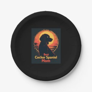 Best Dog Mother Mom - Vintage Cocker Spaniel T-Shi Paper Plate