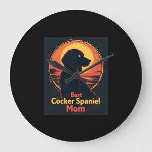 Best Dog Mother Mum - Vintage Cocker Spaniel T-Shi Large Clock