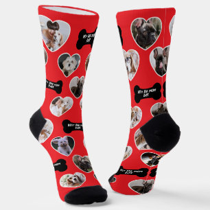 Best Dog Mum 16 Heart-Shaped Pet Photo Collage Socks