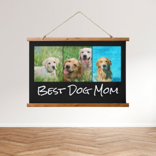 Best Dog Mum 3 Photo Collage Hanging Tapestry