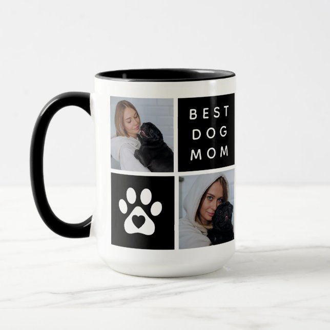 Best Dog Mum 4 x Photo Collage Grid Mug (Left)