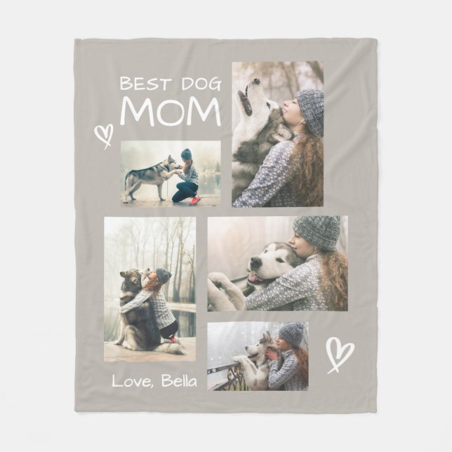 Best Dog Mum 5 Photo Collage Cosy Fleece Blanket (Front)